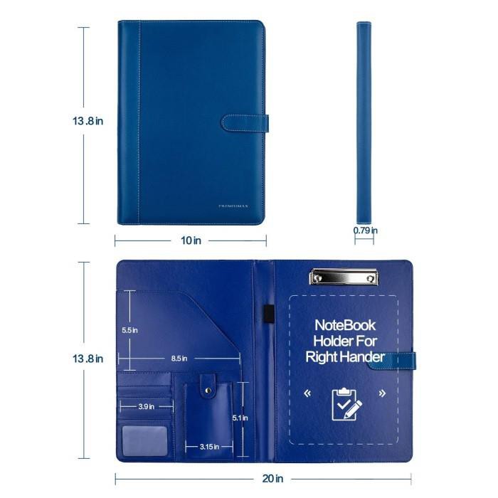 Blue A4 PU Leather Presentation Folder